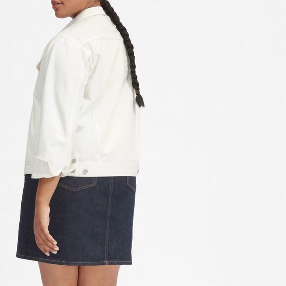 EVERLANE The Denim Jacket in Bone Cream White Pockets Button Front Size XS NEW - Picture 6 of 10